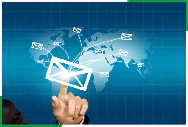 Hand selecting SMS icon representing offshore bulk SMS marketing and customer engagement solutions USA