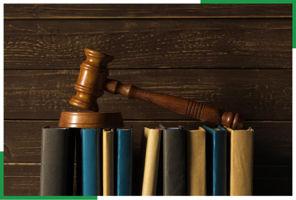 Law books and gavel representing offshore administrative and business support services USA