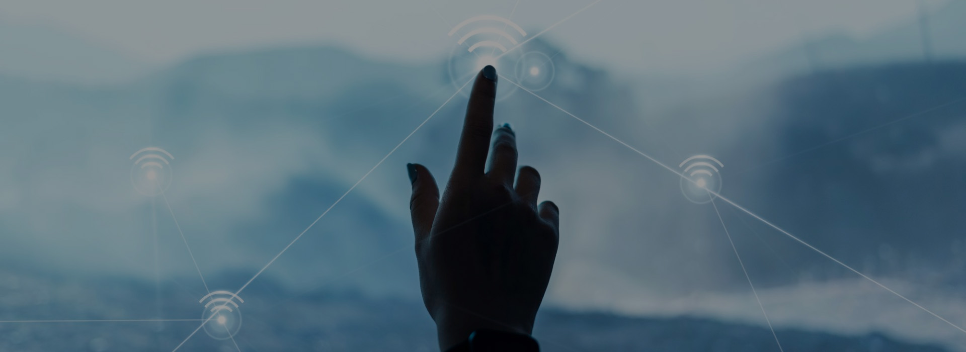 Hand interacting with digital interface symbolizing IT solutions, AI, and offshore technology USA