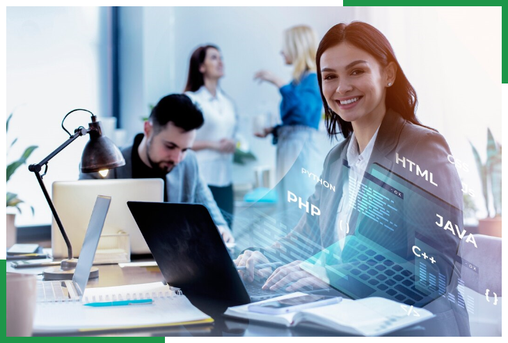 Technology expert showcasing AI, ML, and offshore IT solutions for digital transformation USA